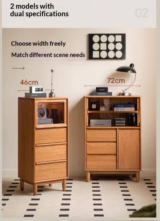 Cherry Solid Wood Mid-range Style Side Cabinet.