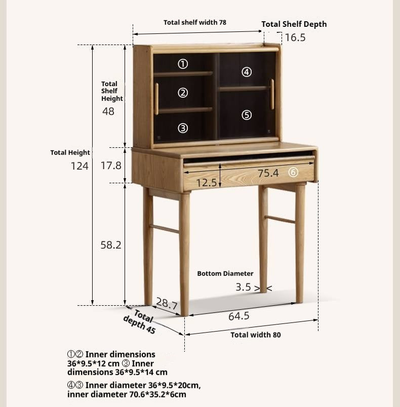 White Ash Solid Wood Modern Multifunctional Vanity Table.