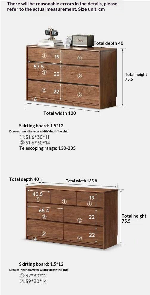 Black Walnut, South American Walnut Solid Wood chest of drawers