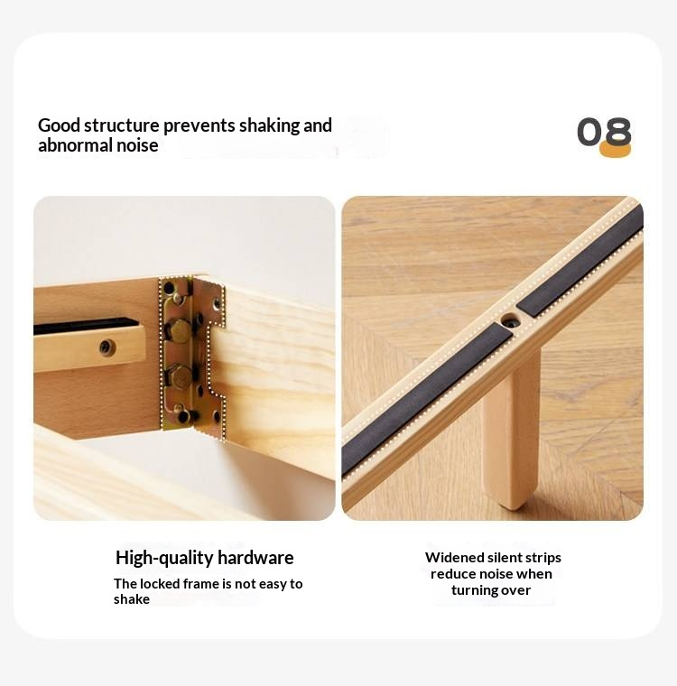 Beech Solid Wood Modern Minimalist Floating Platform Bed — Headboard-Free