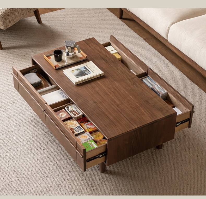 Black Walnut Solid Wood Modern Casual Coffee Table