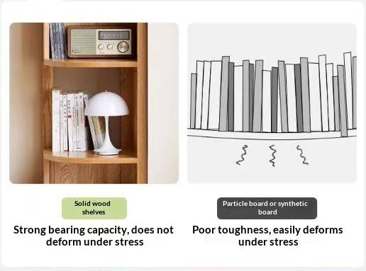 Solid Rubberwood, Oak, Ash Solid Wood Triangle Corner Bookshelf with Multi-Layer Shelving