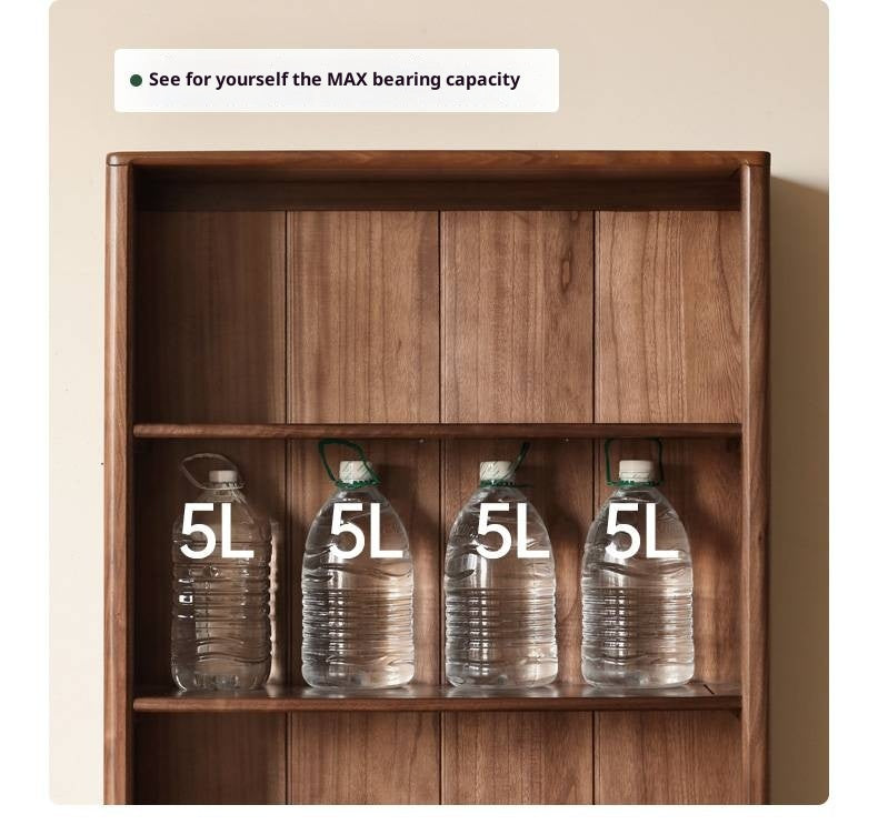 Black Walnut Solid Wood Bookcase With Glass Door