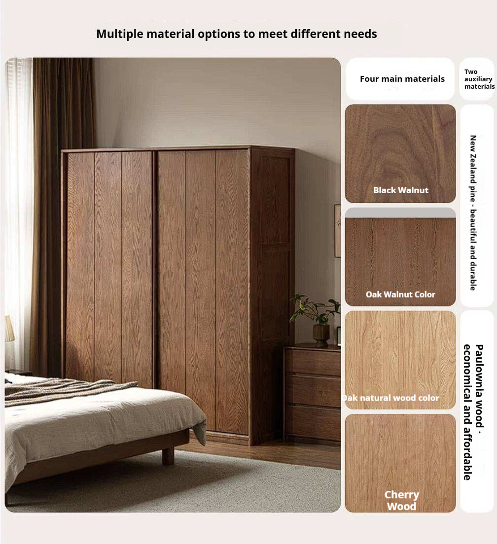 Oak Solid Wood Sliding Door Wardrobe.