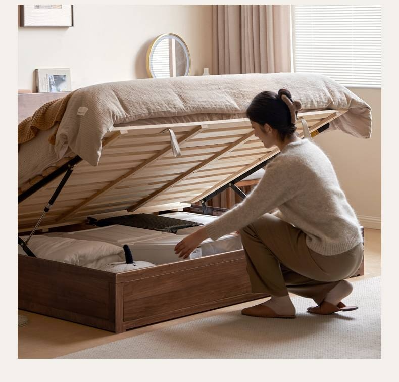 Black Walnut Solid Wood Box Bed Simple Modern Nordic Style