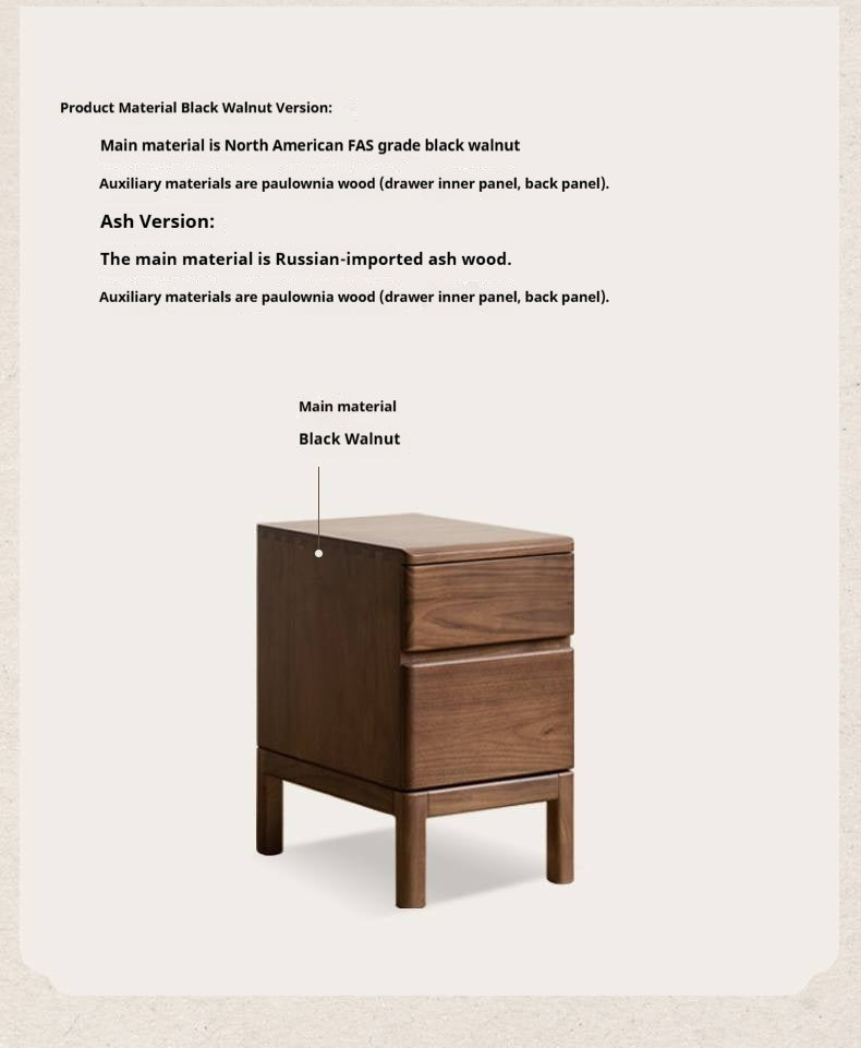 Black Walnut, Ash Solid Wood Storage Nightstand