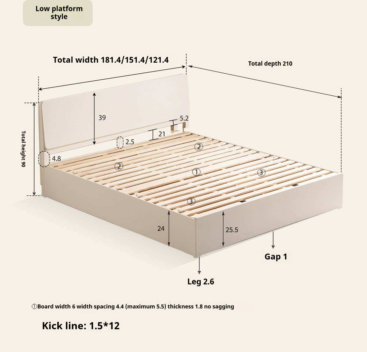 Rubberwood Solid Wood White Cream Gas Lift Storage Bed