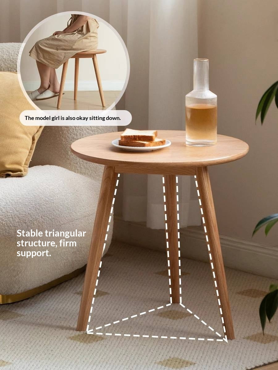 Oak, Solid RubberWood Nordic Style Side Table