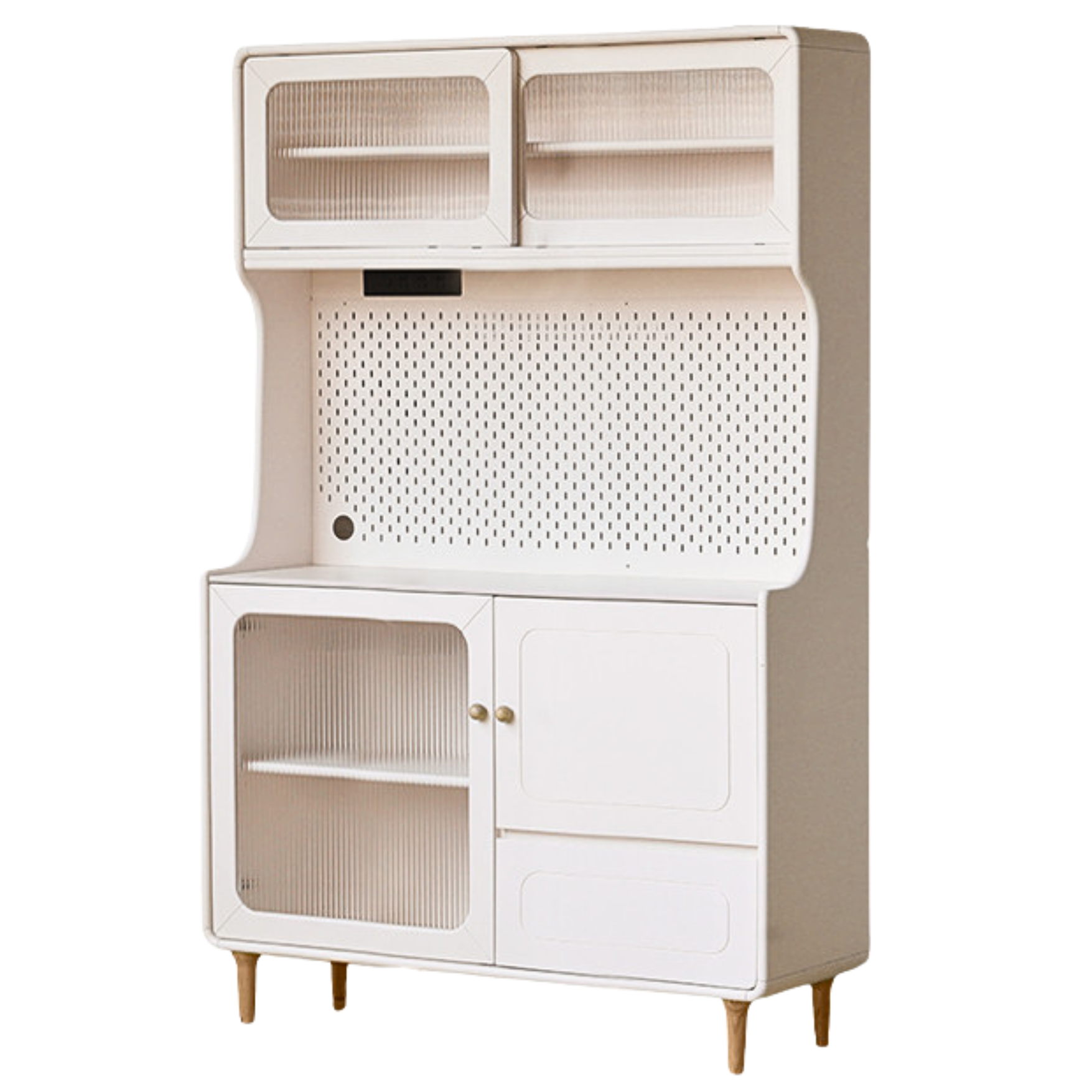 Solid RubberWood Rock Board Cream Style Dining Sideboard
