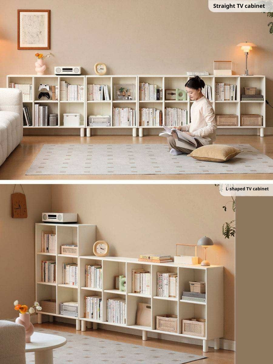Tulipwood , Solid RubberWood Bookcase Free Combination Cream Style