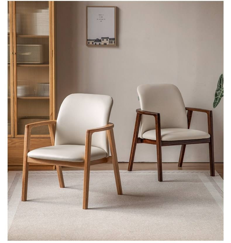 Ash, Oak Solid Wood Exposed Frame Upholstered Armchair