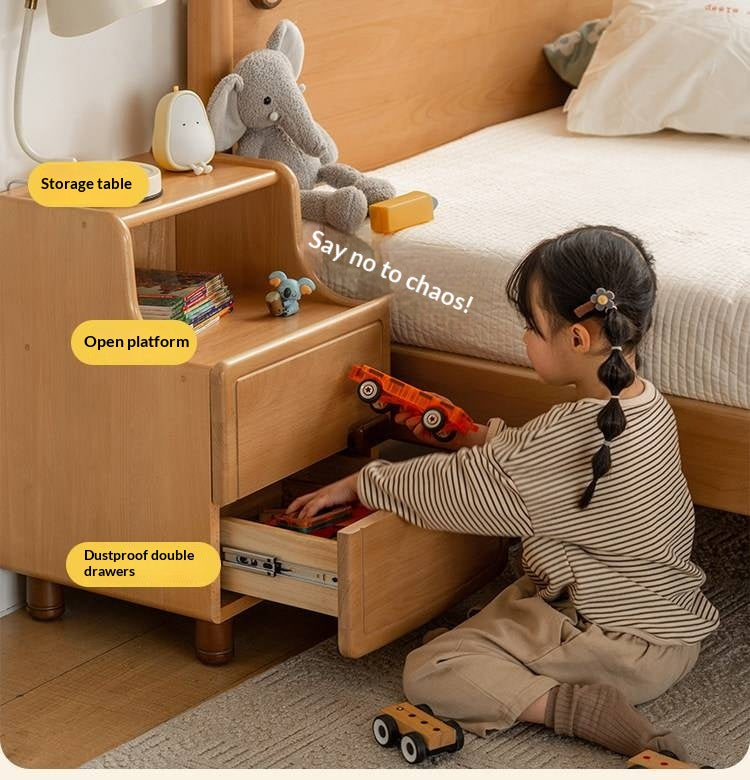 Beech Solid Wood Modern Kids Nightstand.