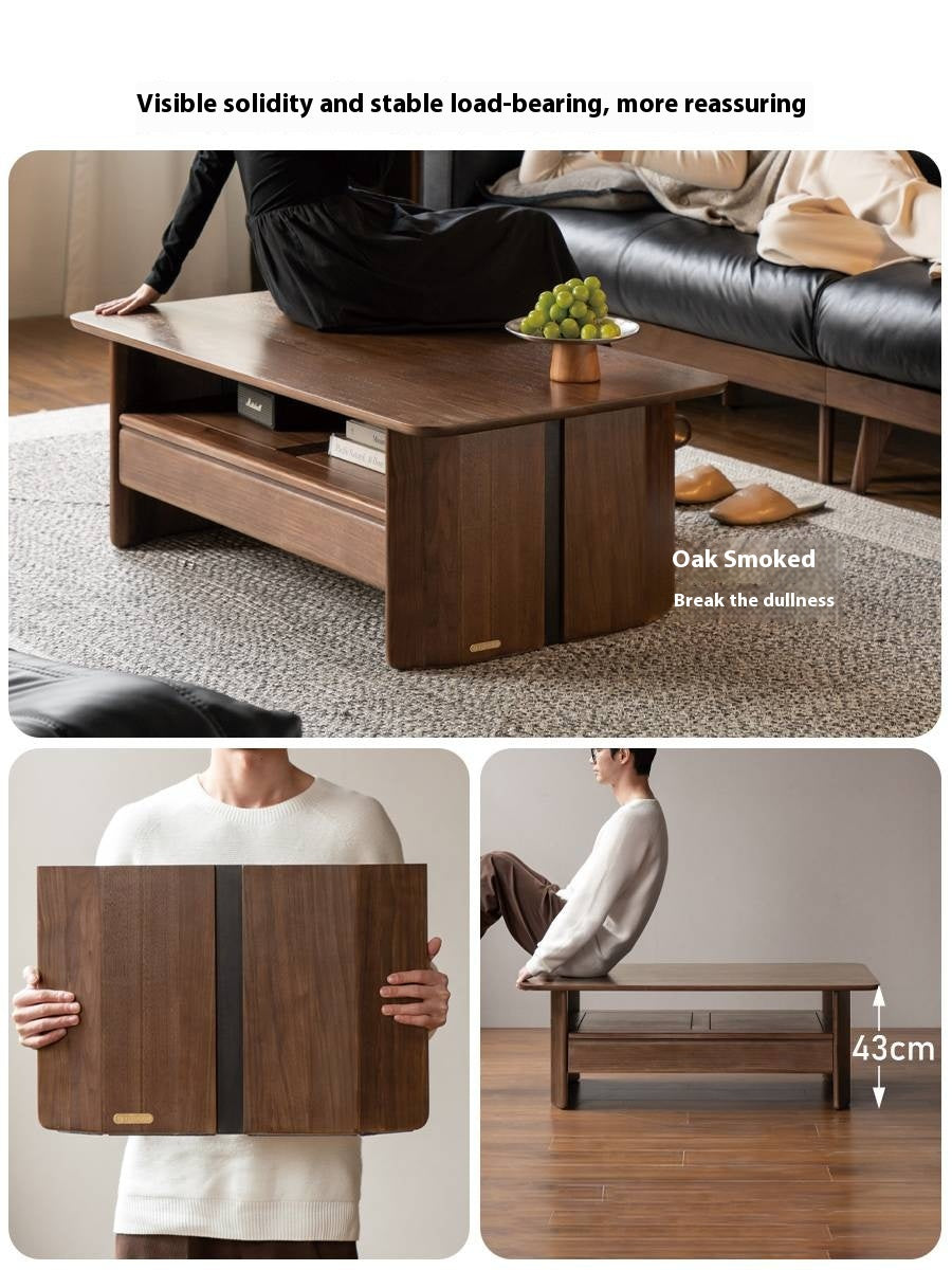 Black Walnut Solid Wood Rock Plate Coffee Table