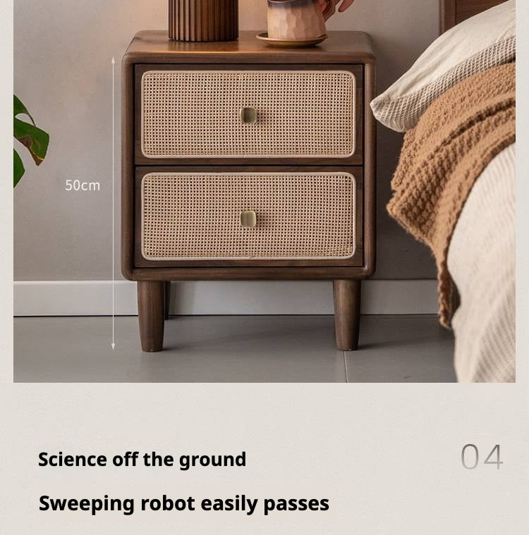 Black Walnut, Beech Solid Wood Nightstand.