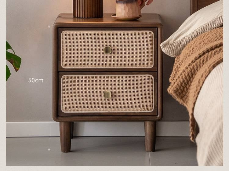 Black Walnut, Beech Solid Wood Nightstand.