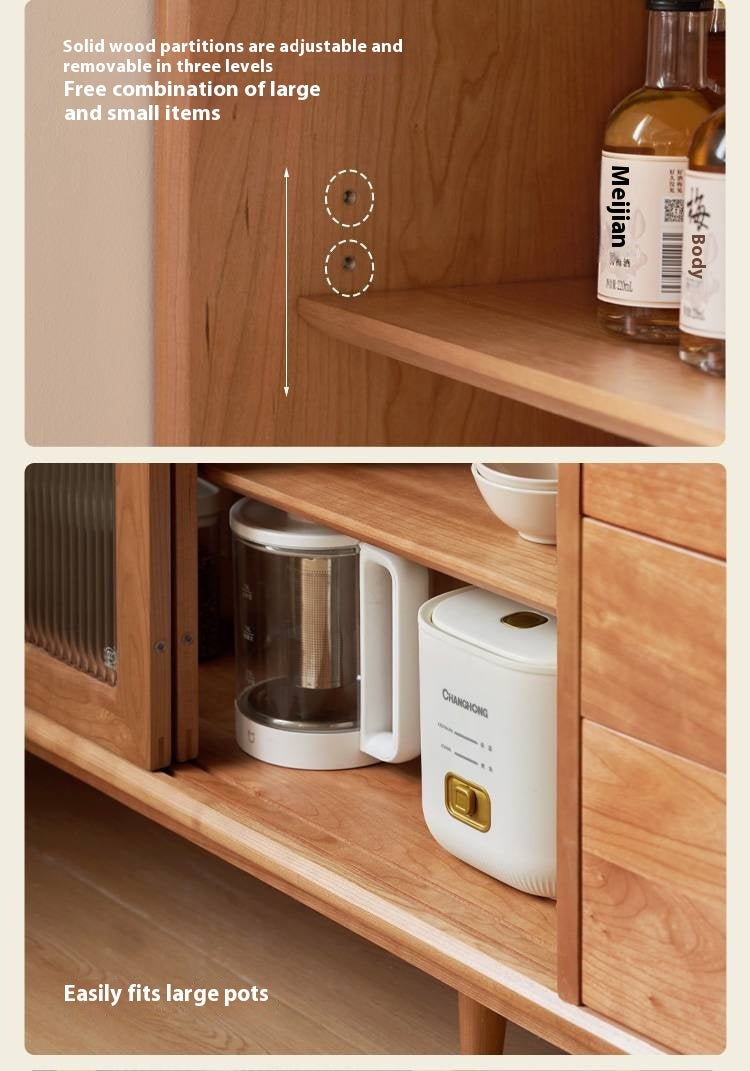 Cherry Solid Wood Ancient Style Ultra Thin Side Cabinet