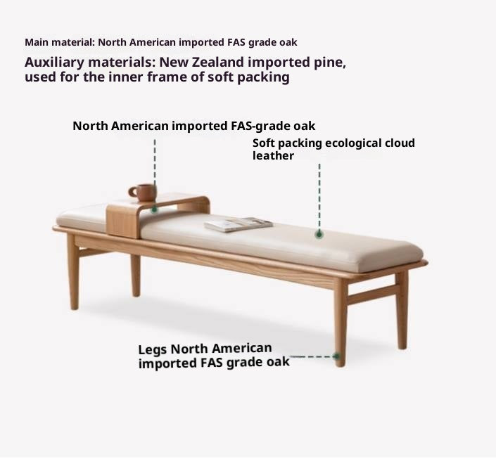 Oak Solid Wood Modern Long Soft Bench