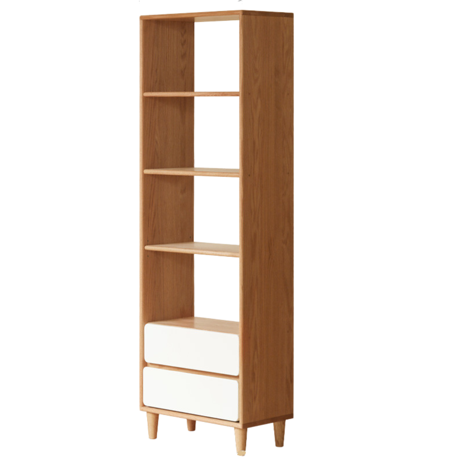 Oak, Solid Rubberwood Modern Storage Bookcase