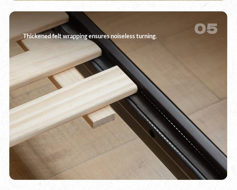 Rubberwood Solid Wood Bed — Modern Minimalist Design with Black Soft Headboard