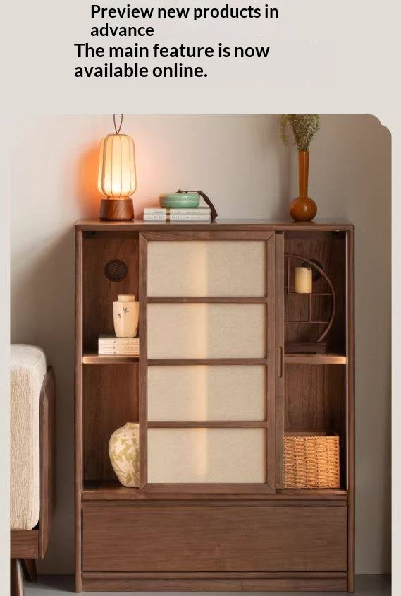 Black Walnut Solid Wood Storage Side Cabinet