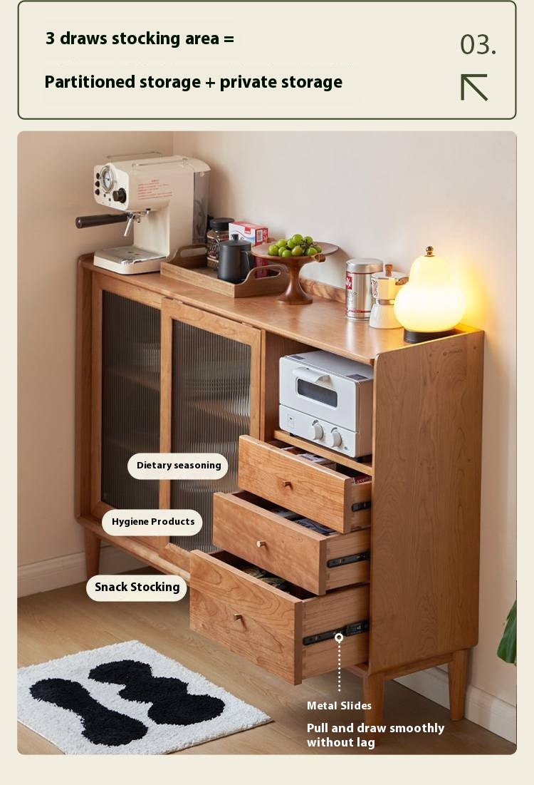 Cherry Solid Wood Ancient Style Ultra Thin Side Cabinet