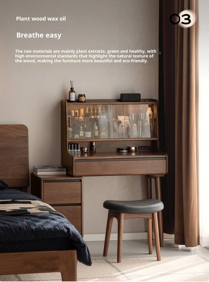 Black Walnut, Sandalwood Solid Wood Light Luxury Multifunctional Dressing Table