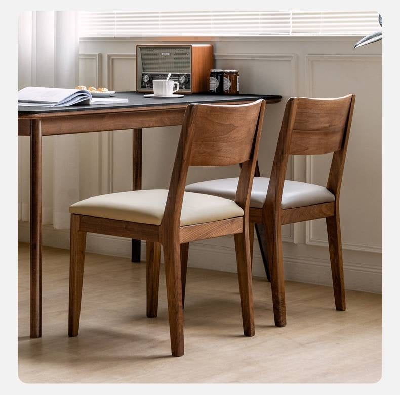 Set 4 pcs Black Walnut, Oak, Solid Rubberwood Dining Soft Chair