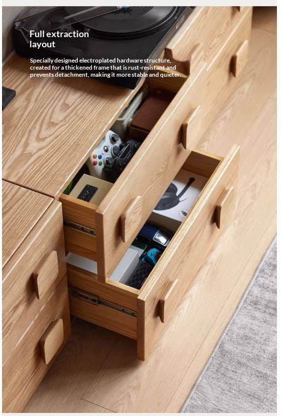 Ash Solid Wood Floor-Standing Module Combination TV Stand