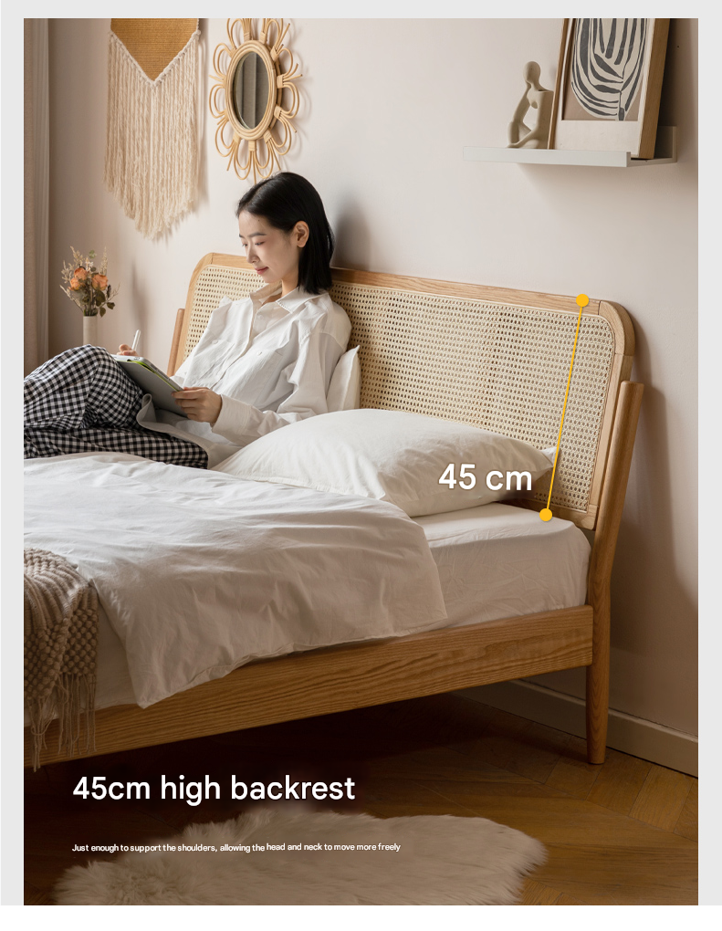 Oak Solid Wood Rattan bed