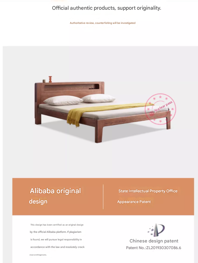 Oak solid wood bed with light walnut-color