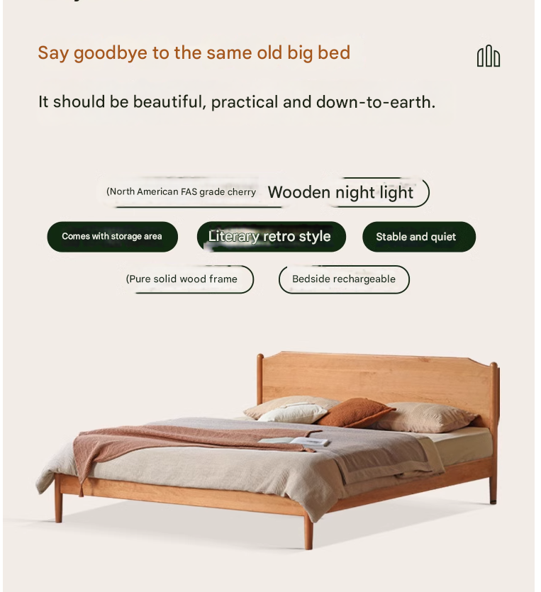 Cherry Solid Wood Bed