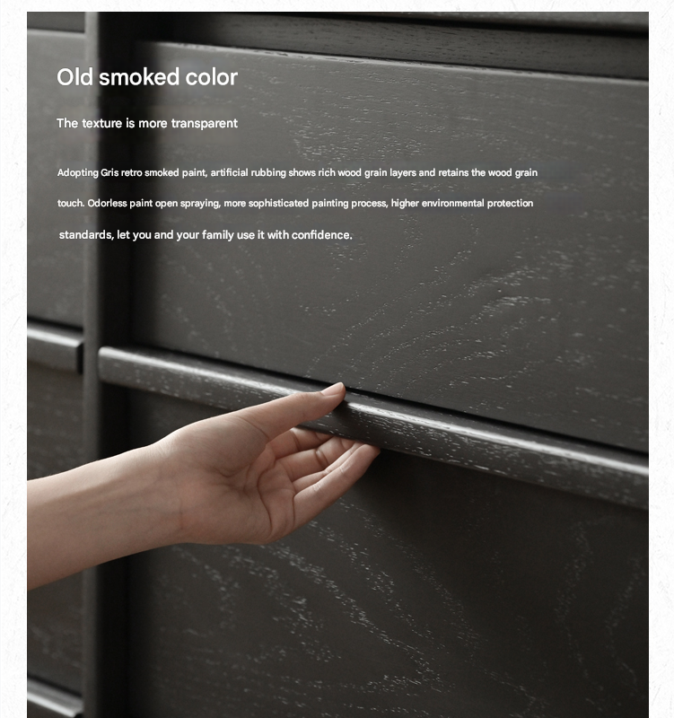 Oak Solid Wood Black Storage Cabinet