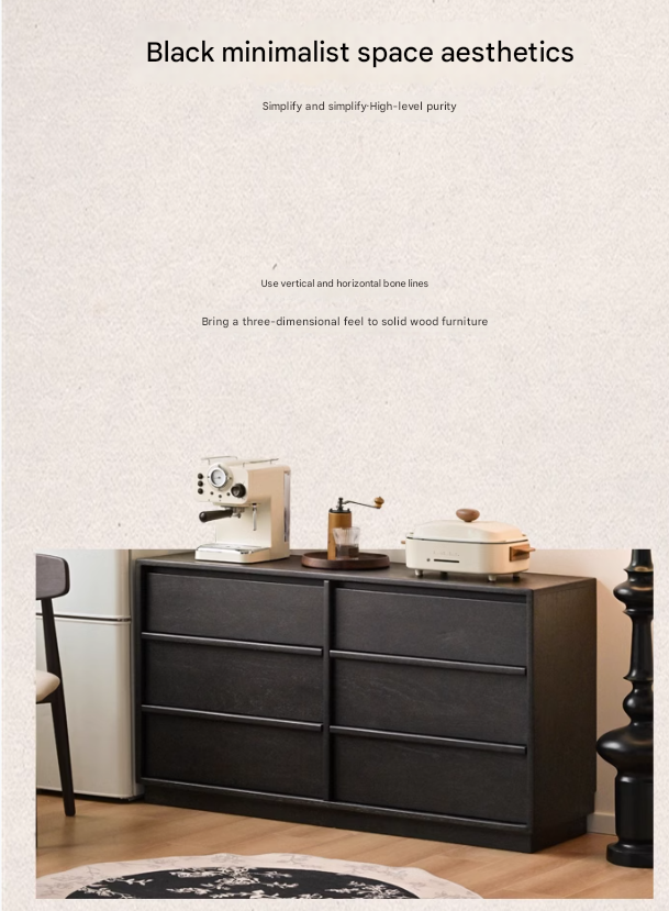 Oak, Ash Solid Wood Black Drawer Cabinet