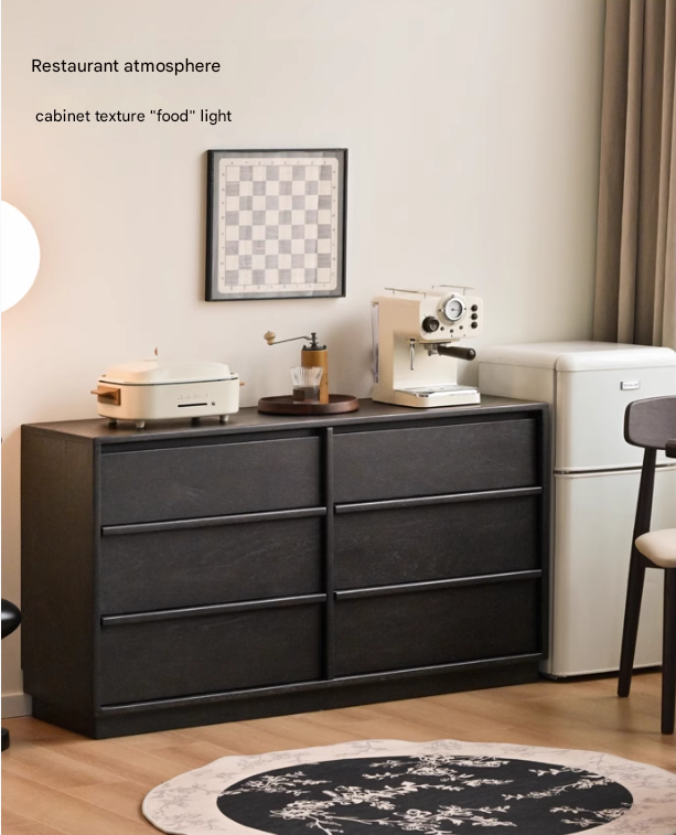 Oak Solid Wood Black Storage Cabinet