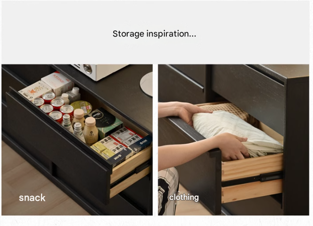 Oak Solid Wood Black Storage Cabinet