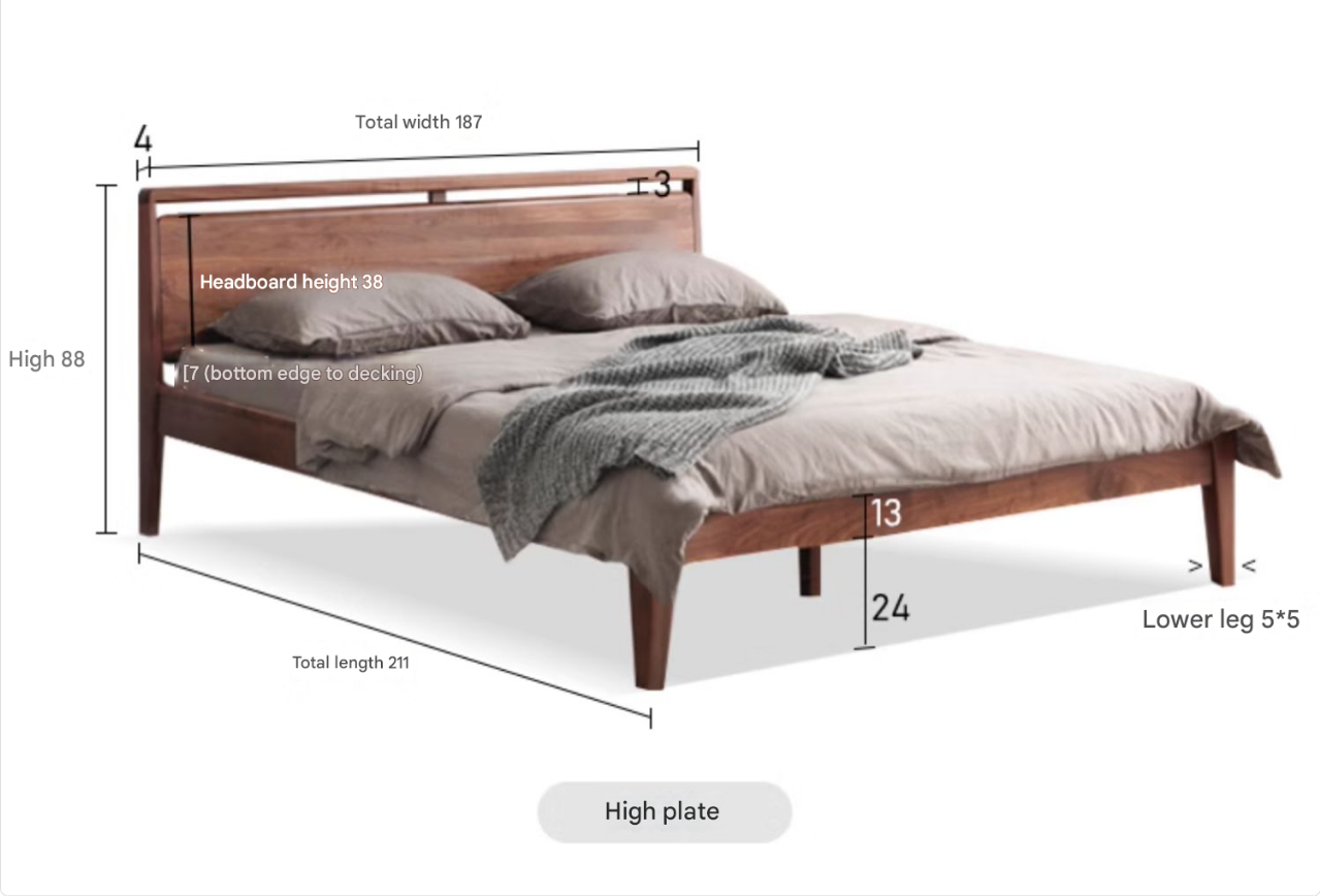 Black Walnut Solid Wood Bed