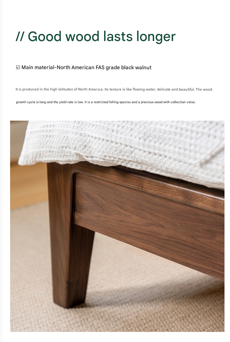 Black Walnut Solid Wood Bed