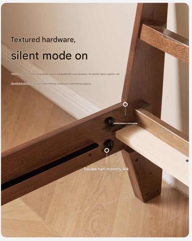 Oak Solid Wood with Fabric Upholstery Bed