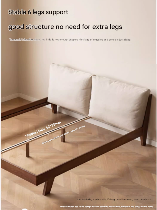 Oak Solid Wood with Fabric Upholstery Bed