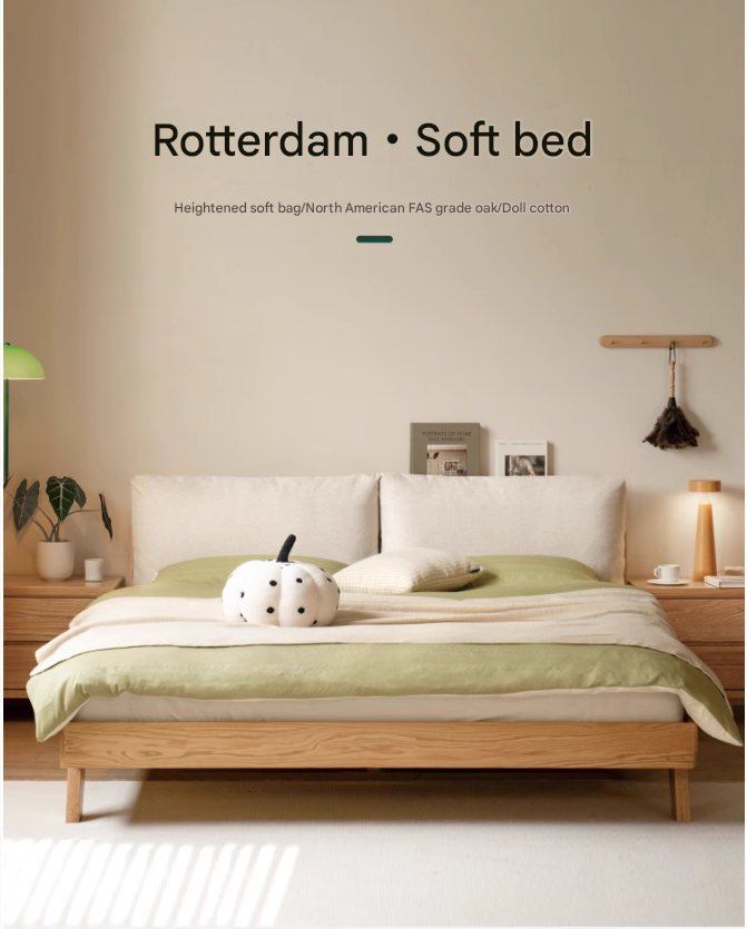Oak Solid Wood Soft Bed
