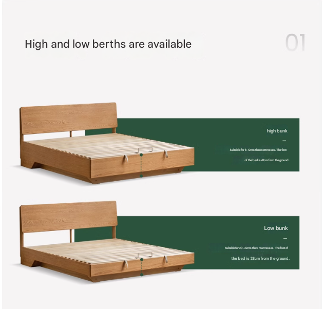 Oak,Black Walnut Solid Wood Suspended Luminous Box Bed