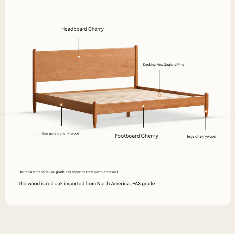 Oak, Black Walnut, Сherry Wood Bed