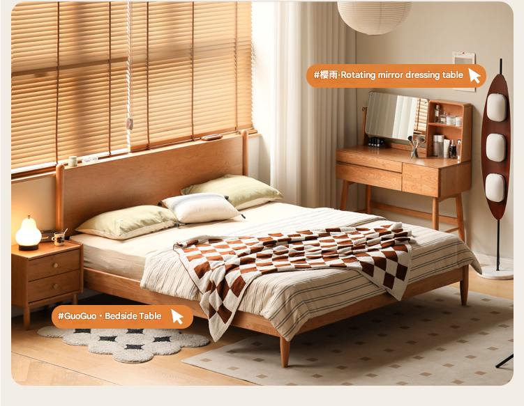 Oak, Black Walnut, Сherry Wood Bed