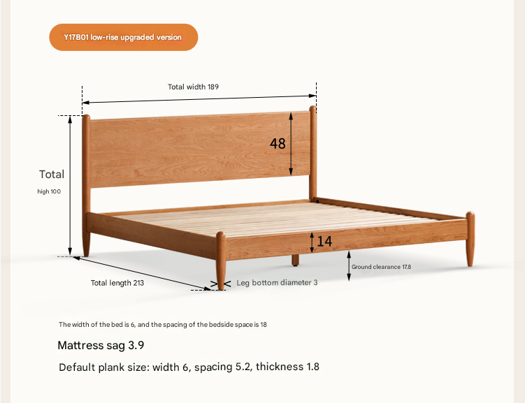 Oak, Black Walnut, Сherry Wood Bed