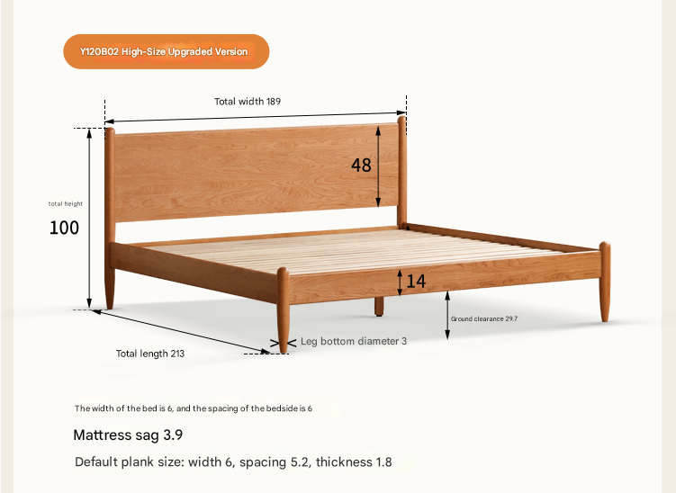 Oak, Black Walnut, Сherry Wood Bed