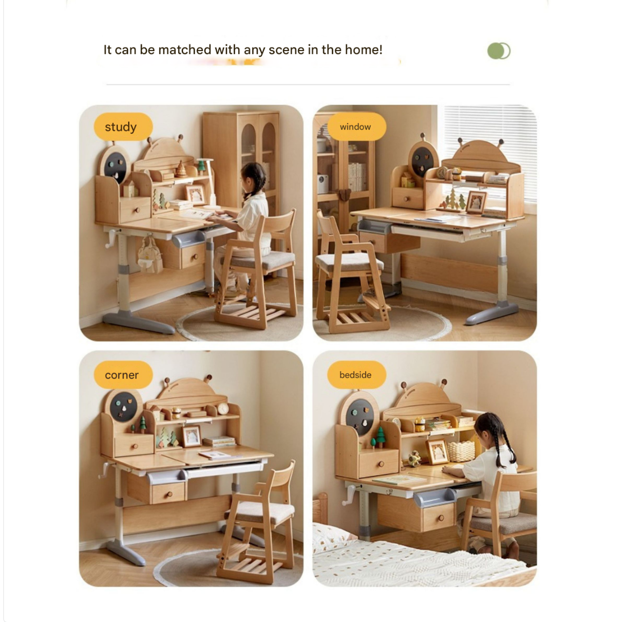 Beech Solid Wood Modern Bookshelf
