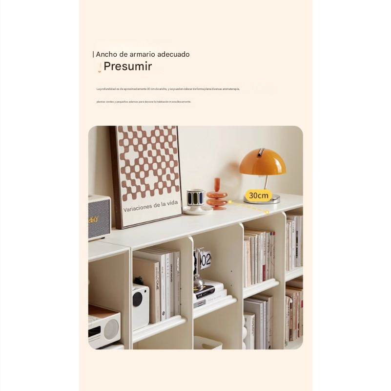 Rubber Solid Wood Cream Style Bookcase.