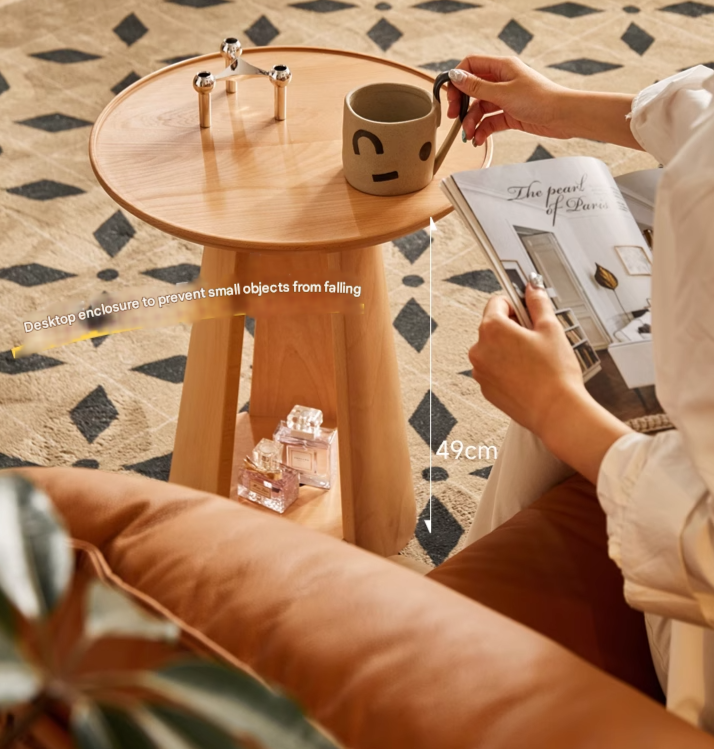 Beech Solid Wood Nordic Side Table.