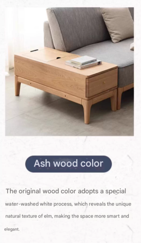 Ash Solid Wood Side Modern Corner Storage Side Table