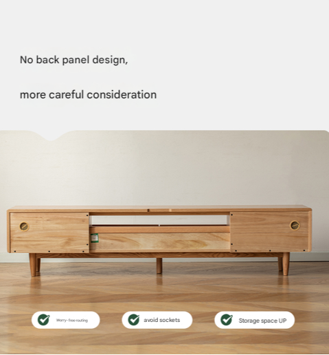 Oak Solid Wood Nordic Floor TV Cabinet.